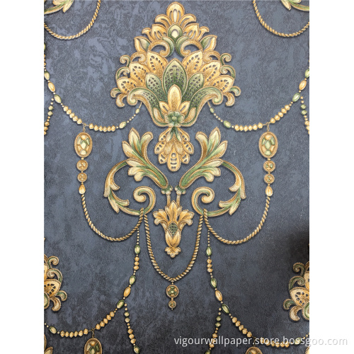 Blumen-Damast-PVC-Tapeten-Hotel-Dekor-Tapete